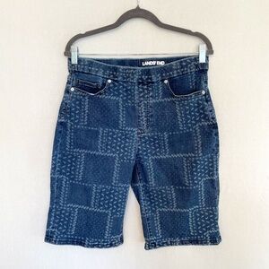Lands’ End Women's Size 12 Pull On Denim 11.5 Inch Long Length Bermuda Shorts